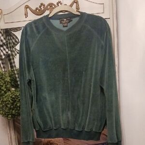 Elegant Givenchy Vtg. Men's Teal Velvet Crewneck Sweater